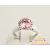 Серебряное кольцо с розовым камнем 330683а